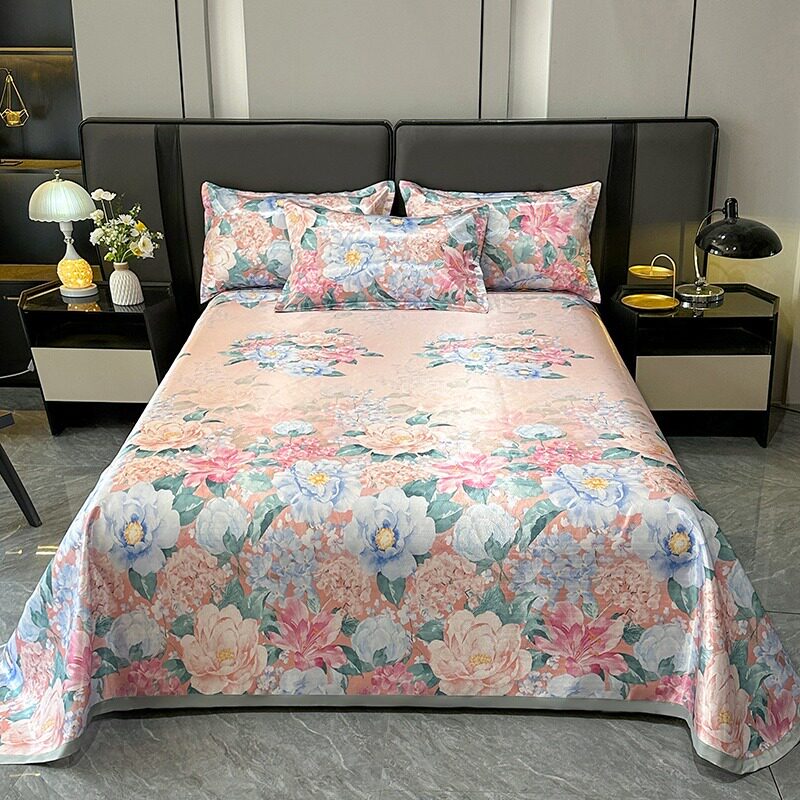 新款2026春夏新款冰丝凉席轻奢高密大版花型可水洗机洗不起球zm