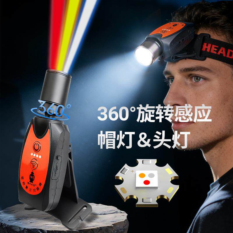 2026新款调焦头灯感应帽灯便携超长续航大功率强光户外照明灯