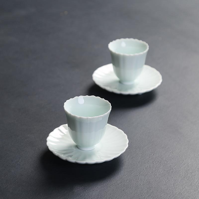 德化陶瓷茶杯垫白瓷影青釉功夫茶杯托茶道配件杯垫茶具