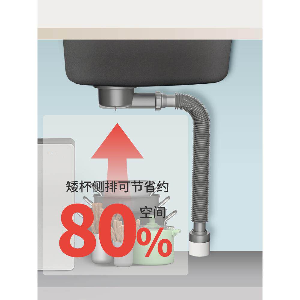 厨房水槽管单槽器排水管道节省空间洗碗菜盆池配件全套装