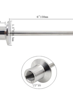 304不锈钢1.5TC卫生食品级卡箍电热套管温度感测器NPT1/2螺纹