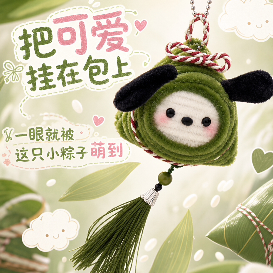 帕恰狗端午粽子diy材料包钥匙扣