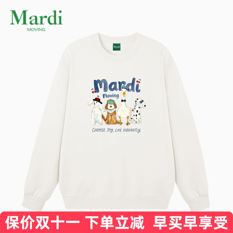官方旗舰店MARDI MOVING韩国正品2026秋款印花套头圆领常规女卫衣