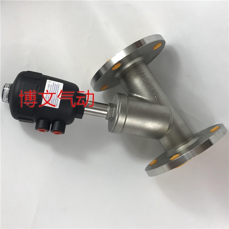 法兰式气动角座阀不锈钢高温蒸汽角座阀Y型角座阀门4分6分1寸2寸