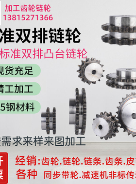 1寸双排链轮齿轮链条台轮单挂齿轮工业机械传动滚筒链轮定制非标