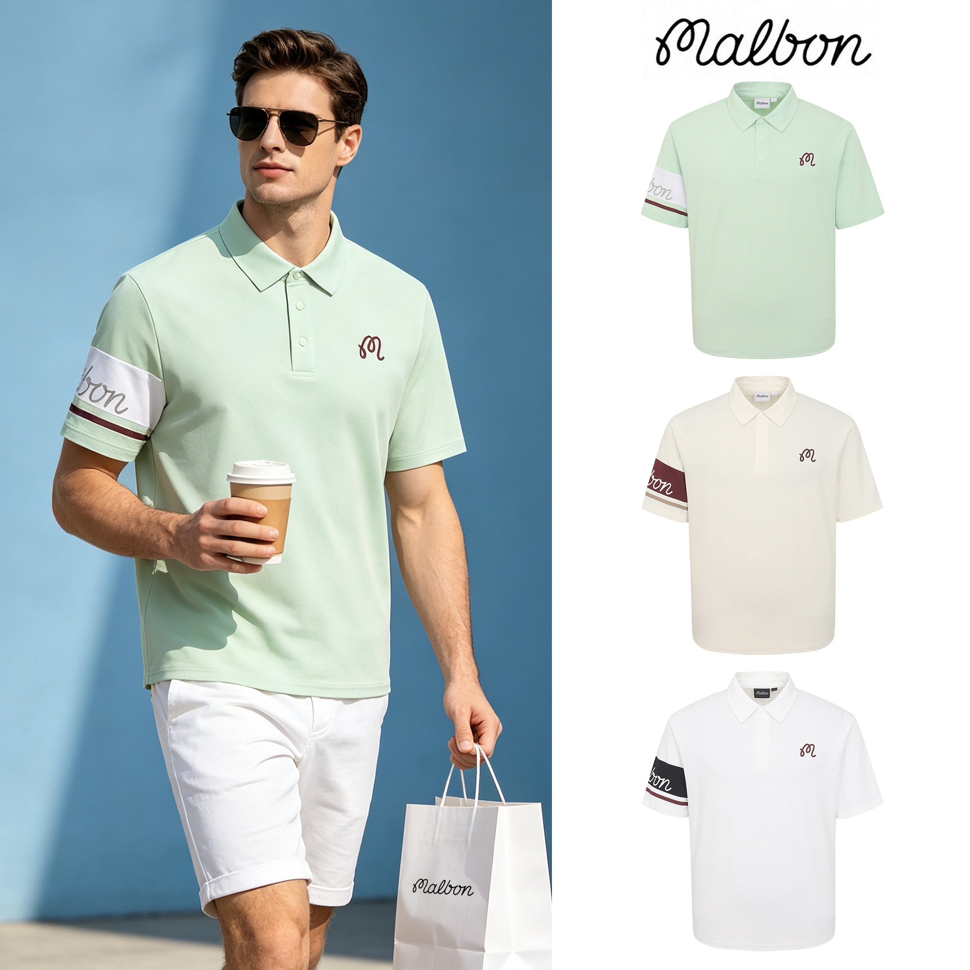 MALBON韩版高尔夫男装上衣Polo衫