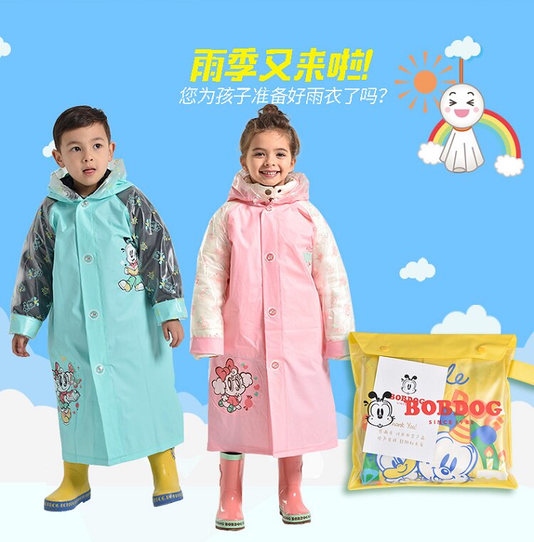 巴布豆儿童雨衣女童公主雨披幼儿园3-6小孩 小学生防水 芭比卡通