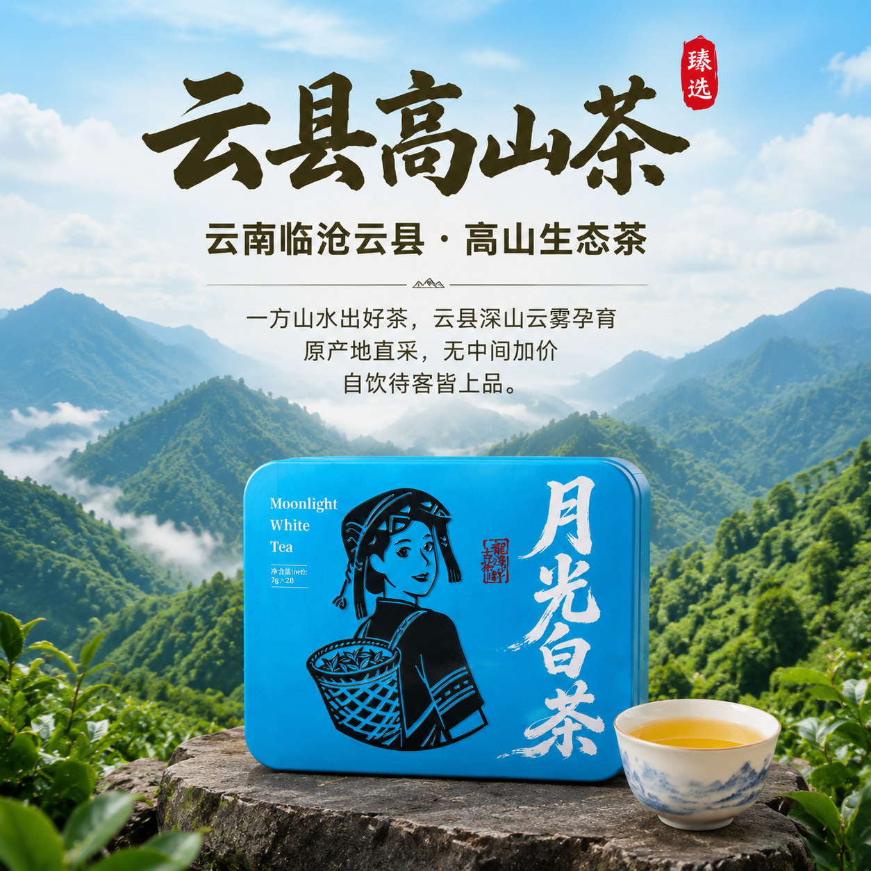 茶叶礼盒装云南临沧云县原产古树茶白茶纯正耐泡人工采摘精制茶 - 实物图