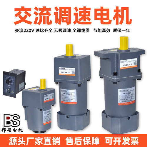 BS邦硕微型可调速电机25/40/60/90/120/150/200W单相齿轮减速马达
