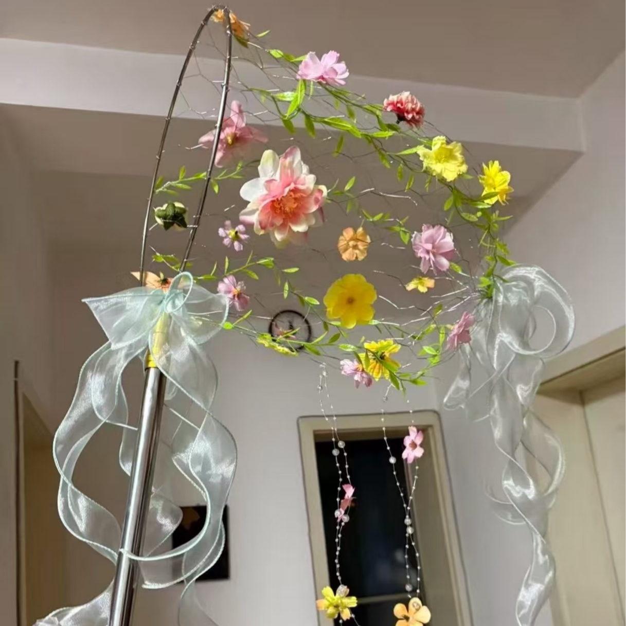 春日踏青郊游拍照道具氛围感出片神器蝴蝶花朵捕梦网DIY材料包