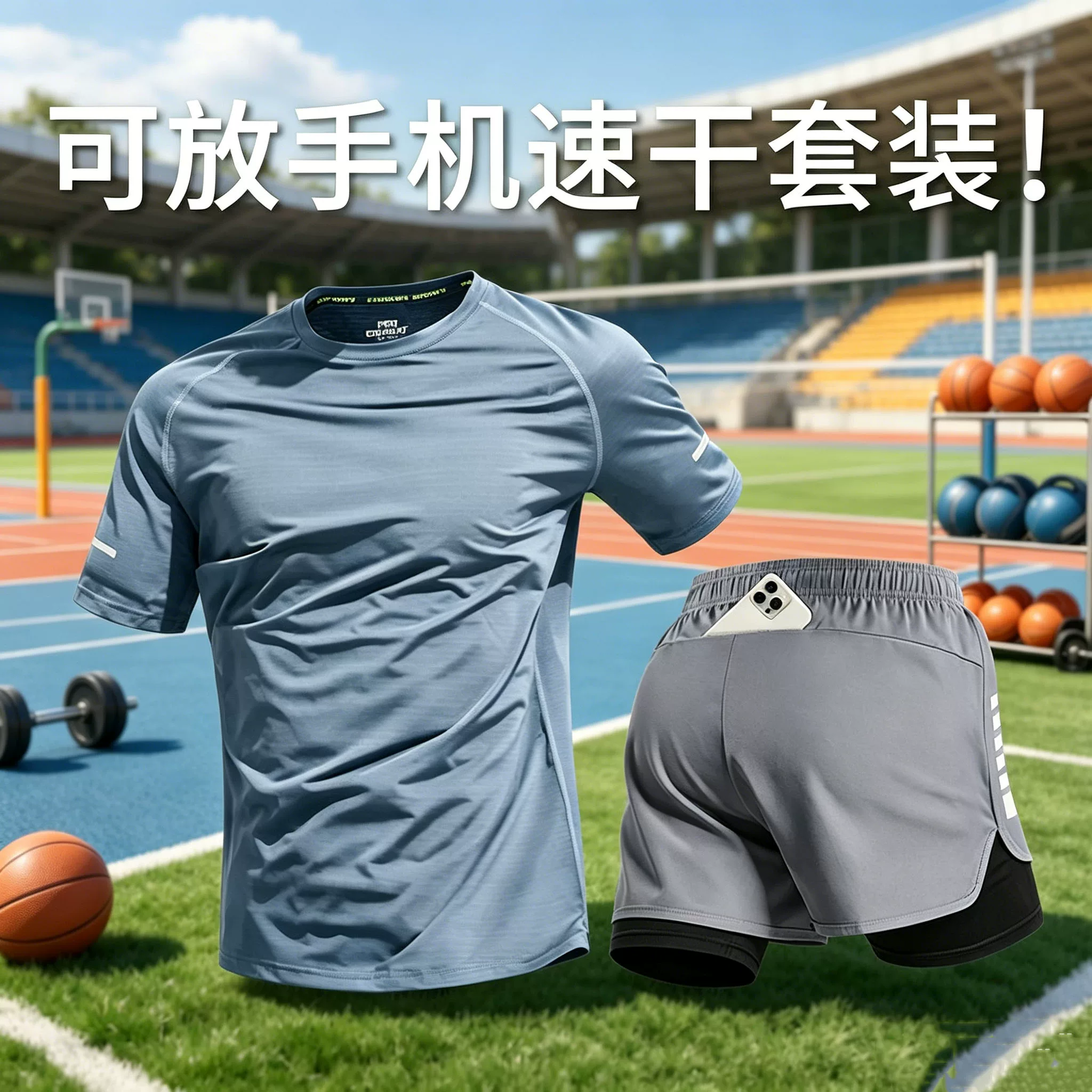 男跑步运动套装专业健身衣新款夏季短袖短裤专用装备速干训练服