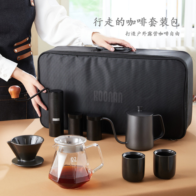 Koonan家用手冲咖啡套装手摇磨豆机手冲壶全套手冲咖啡壶套装礼盒