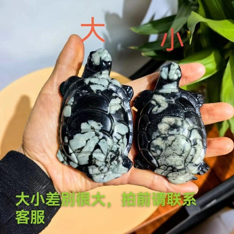 洛阳牡丹石小乌龟 天然奇石 桌面摆件 工艺品 雪花石画面石梅花石