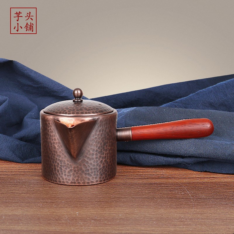 手工紫铜加厚公道杯长柄分茶器公杯煮烤茶罐复古家用茶海功夫茶具
