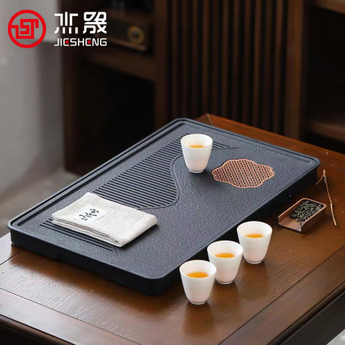 茶盘家用仿乌金瓷石茶具茶台储水蓄水排水式干泡台石头复古小型