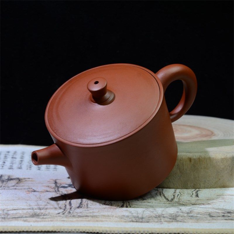 漫山炮咀潮州朱泥薄胎纯手工手拉茶壶小号工夫茶具章记福110ml