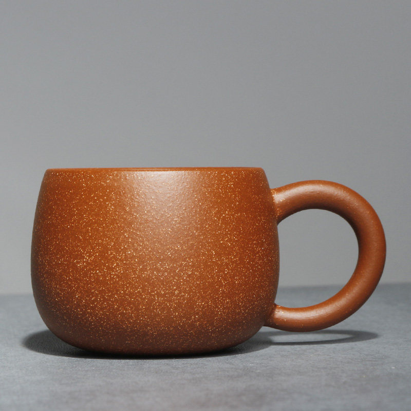 宜兴紫砂主人杯带把纯全手工品茗杯原矿龙血砂客人杯功夫茶杯