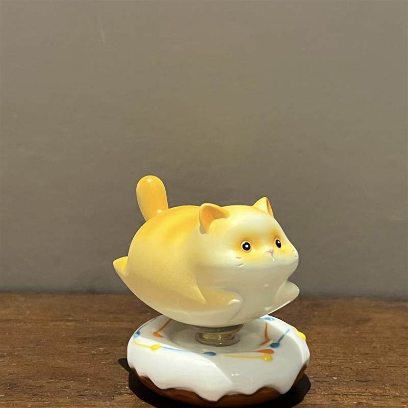可爱卡通猫咪摆件景德镇陶瓷转转装饰品桌面解压玩具橘猫造型