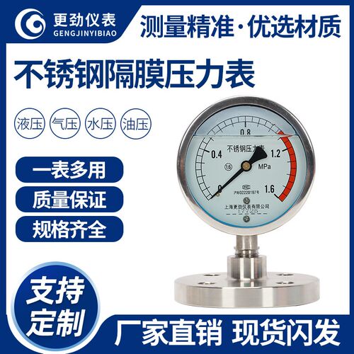 更劲YTP-100ML MF不锈钢耐震隔膜压力表 法兰压力表 DN25 1.6mpa