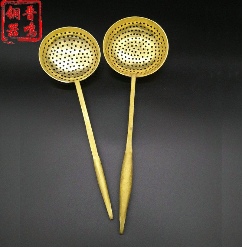 山西手工铜炊具 铜漏勺 铜笊篱 手工制作捞面器具 家用铜器具