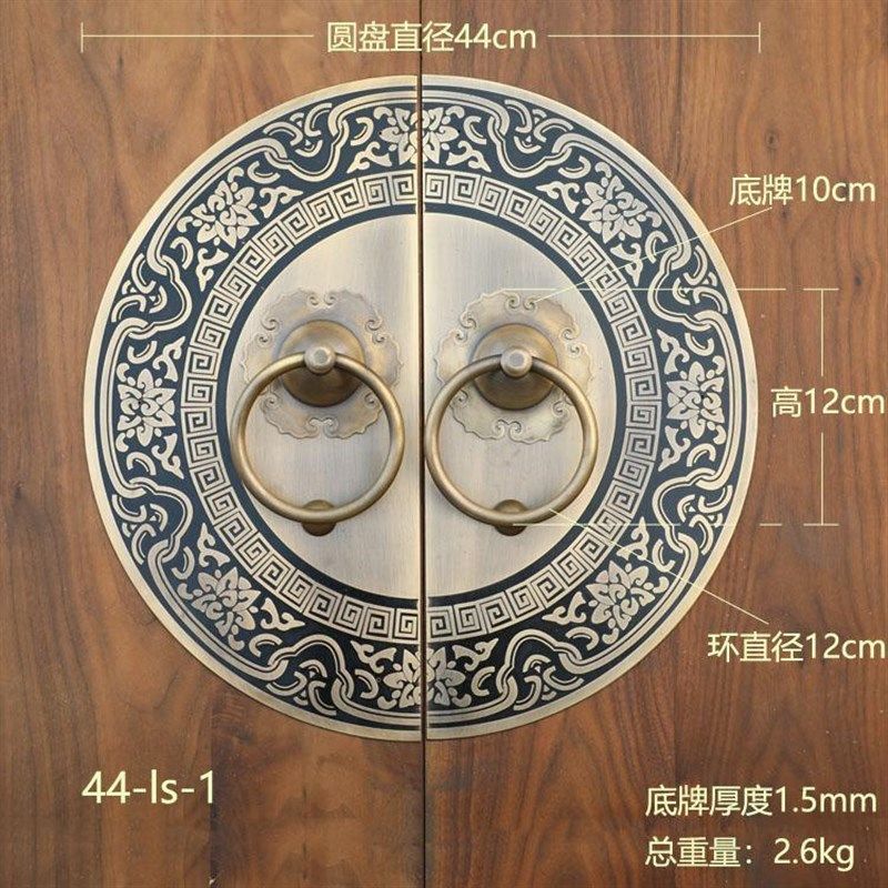 大门拉手中式仿古虎头狮子头门环把手别墅老式门栓锁扣纯黄铜插销