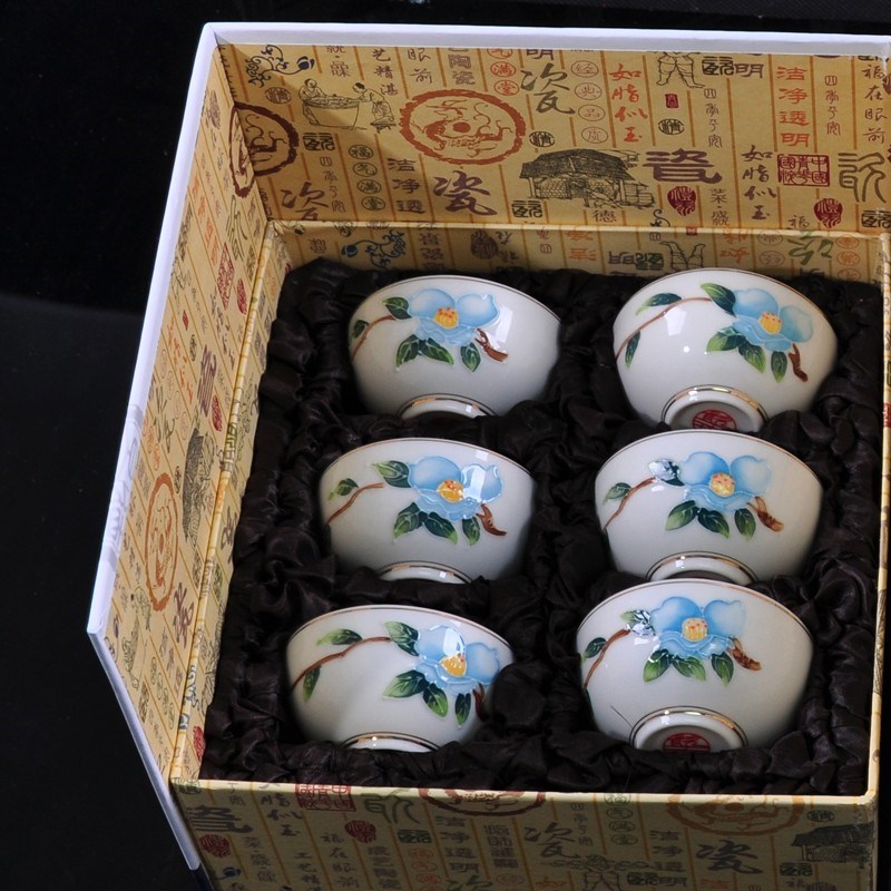 成艺手绘茶具红茶茶杯单杯陶瓷茶具套装茶碗手彩功夫瓷茶杯泡茶器