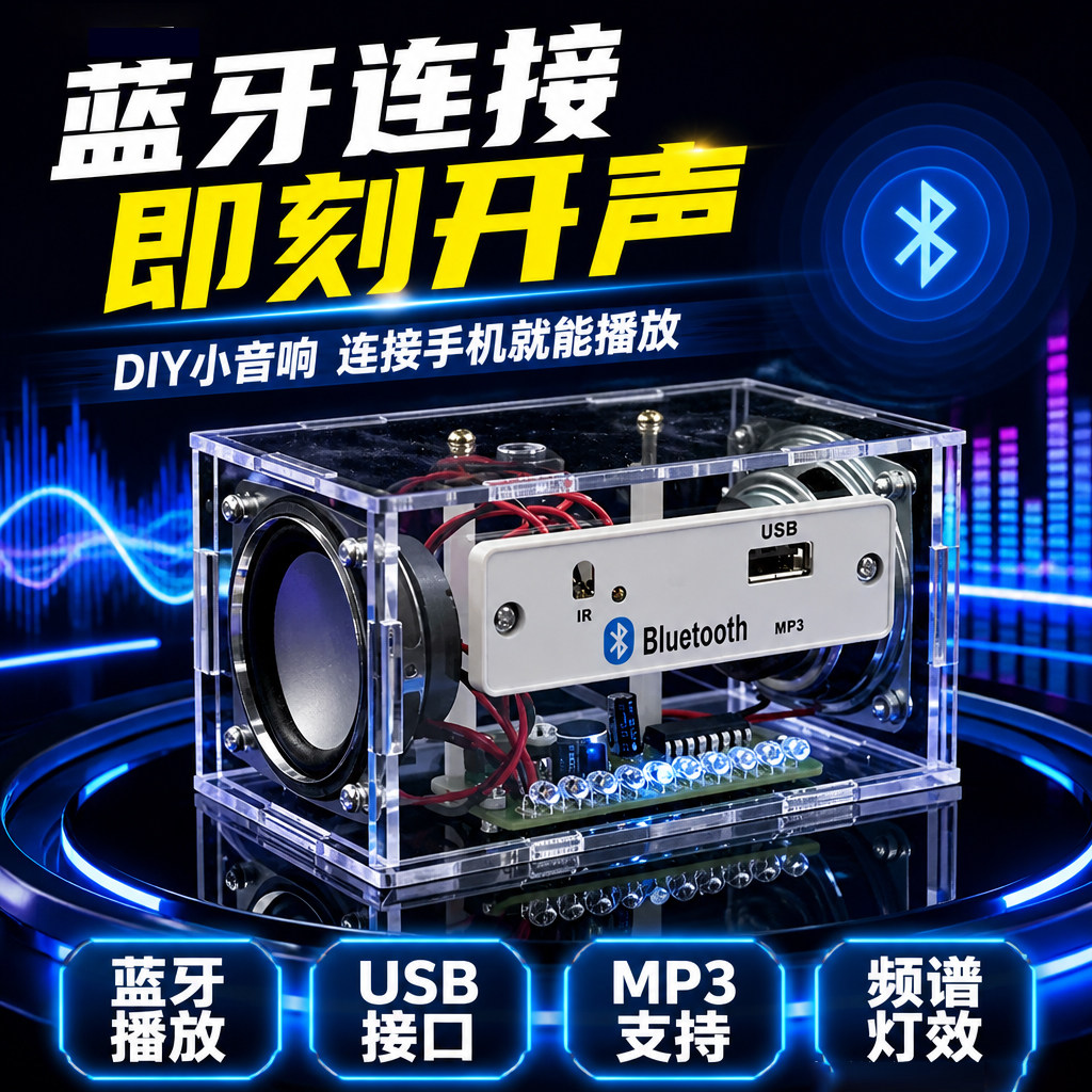 蓝牙音箱小音响 diy制作套件带声控频谱显示学生教学散件焊接练习