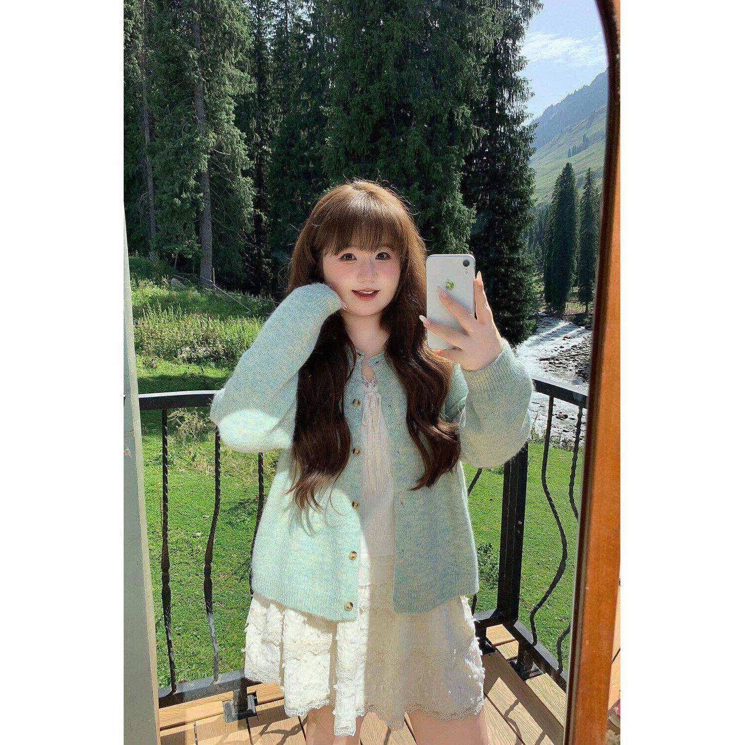 辣条大码女装  清甜少女软糯开衫背心秋冬套装女款2026新款