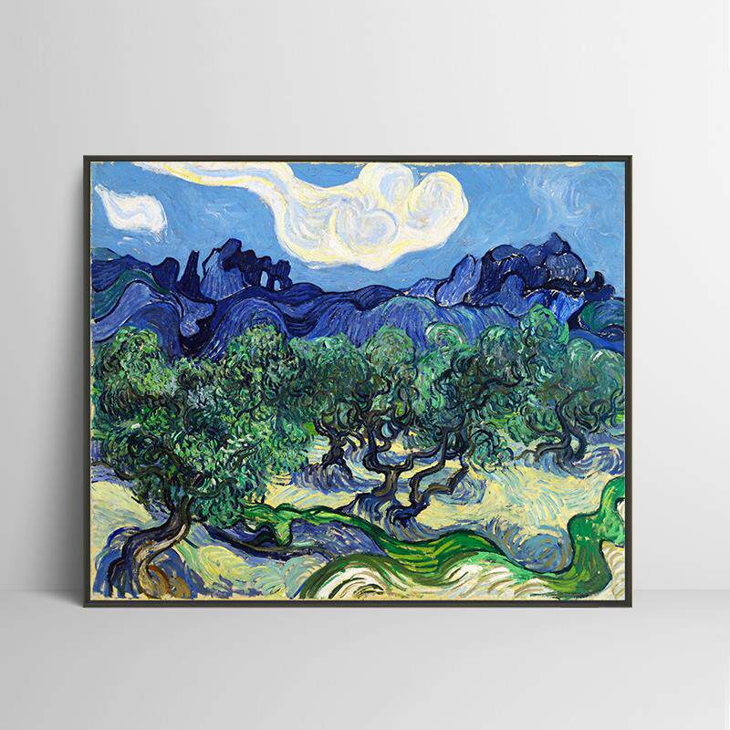 橄榄树梵高印刷喷绘彷制油画客厅卧室沙发背景墙装饰画风景挂画