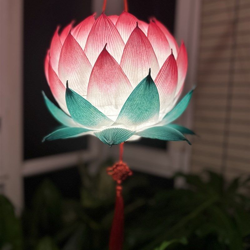 元宵节荷花灯 led电子蜡烛发光 DIY材料包 直径20厘米