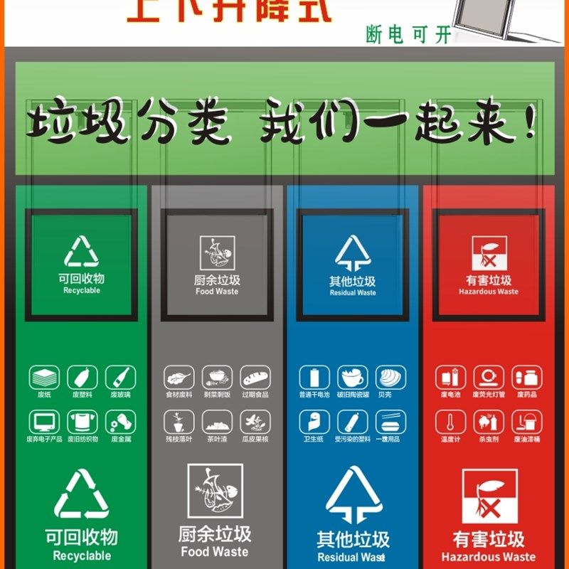智能垃圾回收箱开门机分类垃圾房升降投口装置感应开关门控制设备