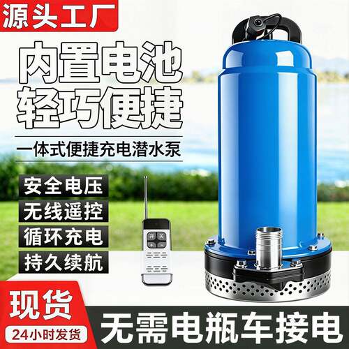 充电式永磁无刷直流潜水泵三档调速长续航无线远程遥控锂电抽水泵