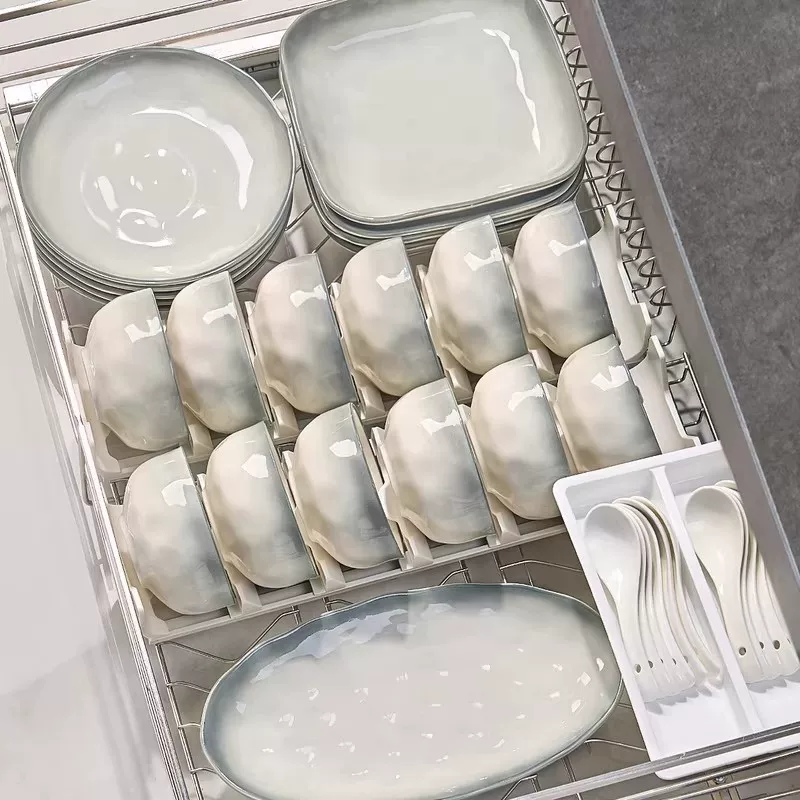 景德镇高级感碗碟套装家用简约碗盘乔迁碗筷陶瓷釉下彩餐具盘子
