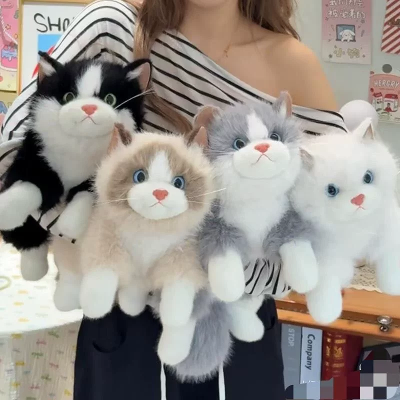 仿真猫咪玩偶花猫毛绒玩具公仔娃娃喵星人可爱抱着安抚儿童礼物