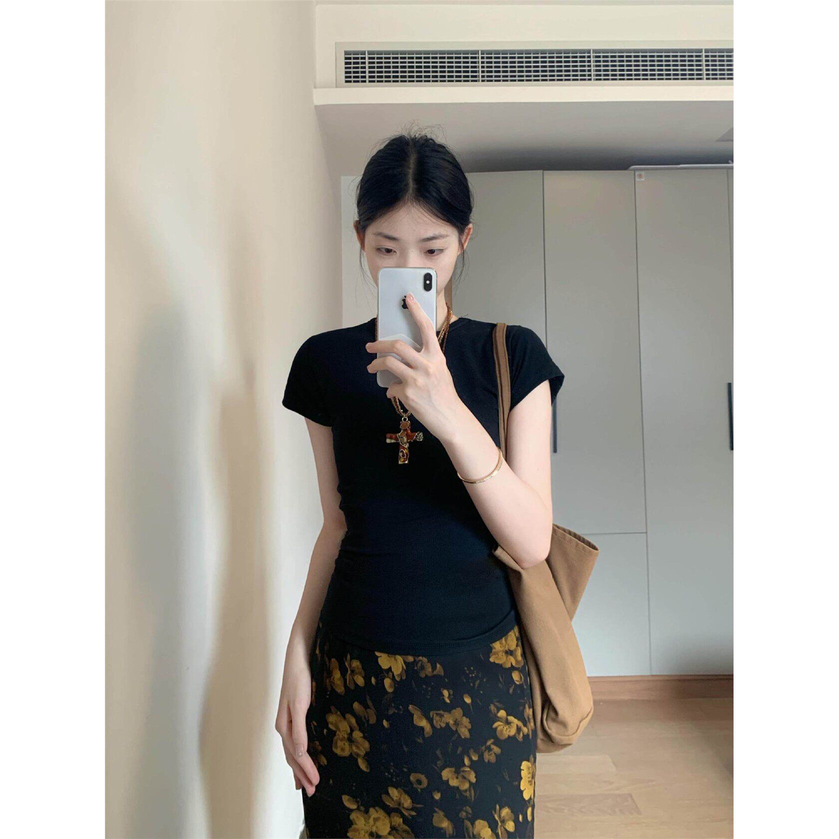 黑色包臀碎花半身裙鱼尾长款裙子夏天一整套装女2026夏日ootd穿搭