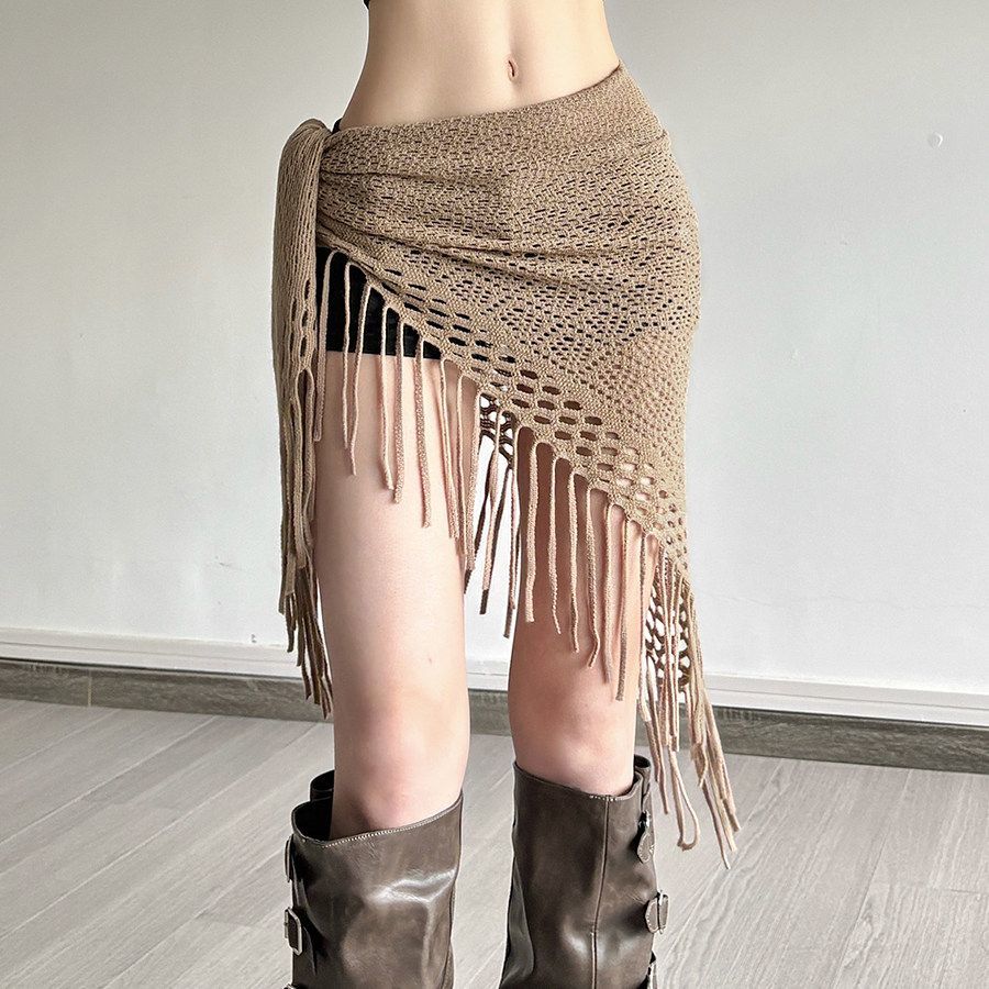 嬉皮少女设计感系带流苏