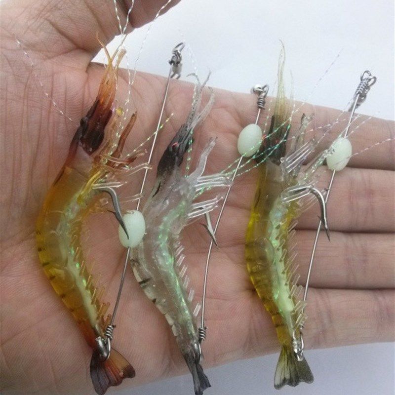 假饵带夜光路亚软虾仿生虾鲈鱼淡水海钓仿真软饵草虾黑鱼翘嘴鱼饵