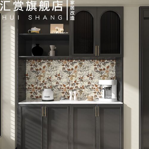 餐边柜贴纸加厚翻新家具橱柜改造衣柜装饰民宿古风墙纸自粘旧柜门