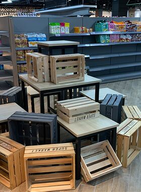 超市货架促销架展示台大中小组合堆高台水果零食木桌高低异形堆头