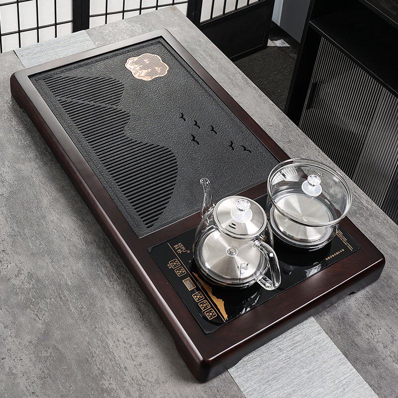实木茶盘家用客厅整套底部上水乌檀木茶台花梨茶海功夫茶具全自动