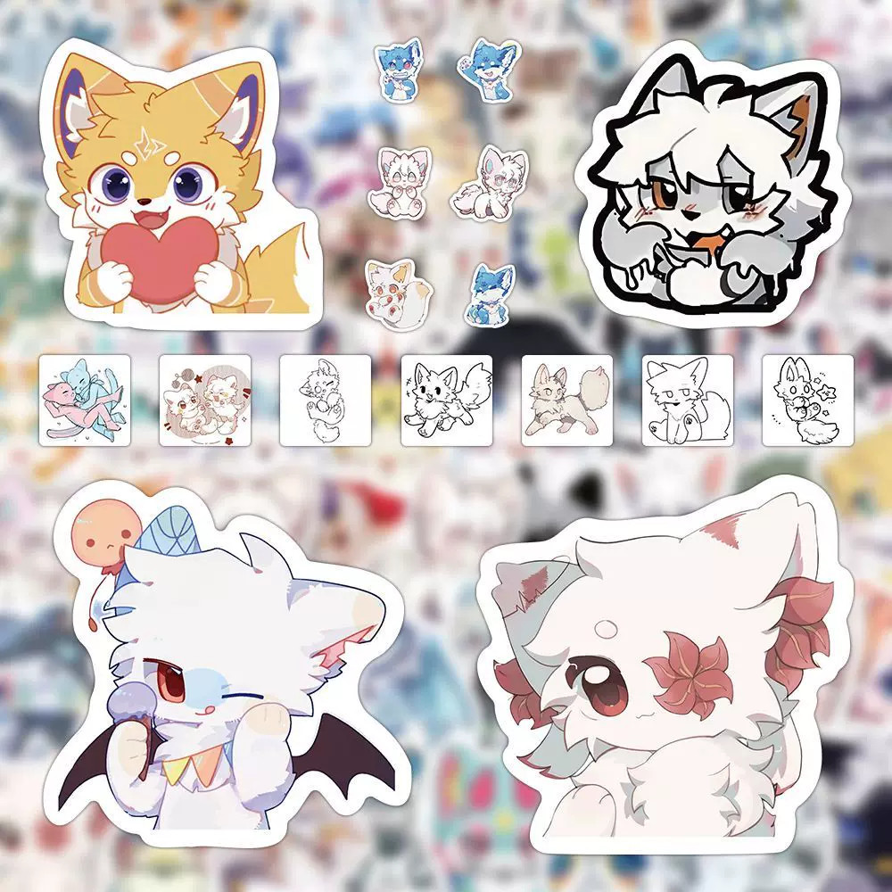 furry兽设可爱卡通贴纸三款组合