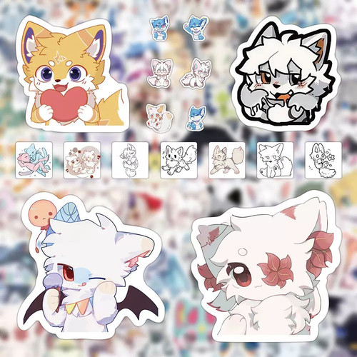 furry兽设可爱卡通贴纸三款组合