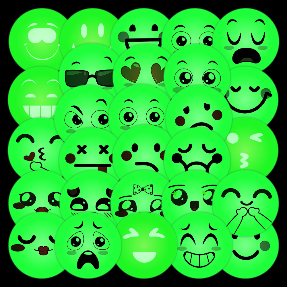 150张夜光emoji表情贴纸趣味搞怪表情包图案防水笔记本水杯电脑装饰贴纸夜光卡通幽灵可爱恐怖风装饰DIY贴画