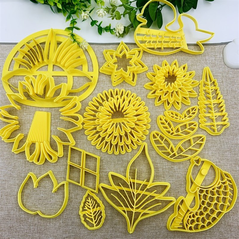 玫瑰牡丹大叶子六角荷花花馍模具爱心五花瓣推片扇形叶子印字模具