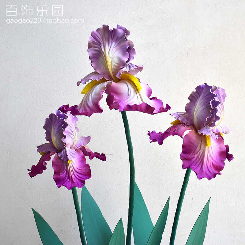 手工定制商场展会美陈婚礼装饰婚庆橱窗大型纸艺花EVA防水鸢尾花