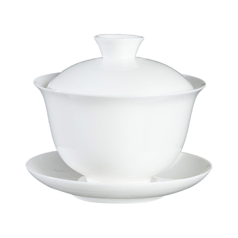 潮州骨瓷三才盖碗轻薄透亮高密度冲茶器茶叶店品茶器最薄最轻盖碗