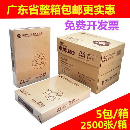 玖龙纸业海龙复印纸70/80克打印A4复印纸 A4纸500张一包广东省包