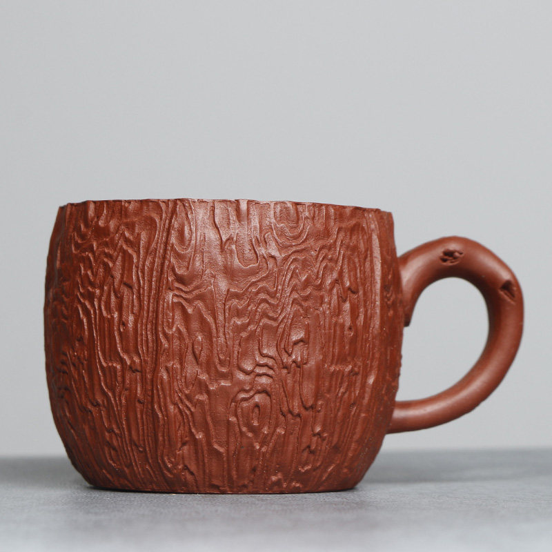 宜兴紫砂品茗杯原矿大红袍纯手工带把茶杯供春杯主人杯茶碗个人杯