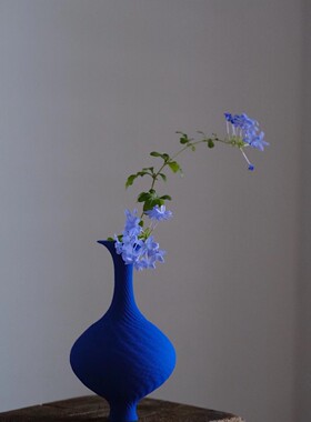 冇花丨邓丹丹 克莱因蓝花器 手作陶瓷名宿酒店餐桌装饰花瓶摆件
