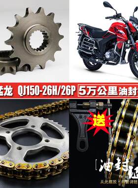 钱江猛龙QJ150-26H新御龙QJ150-26J油封链条链盘套链改装大小链轮